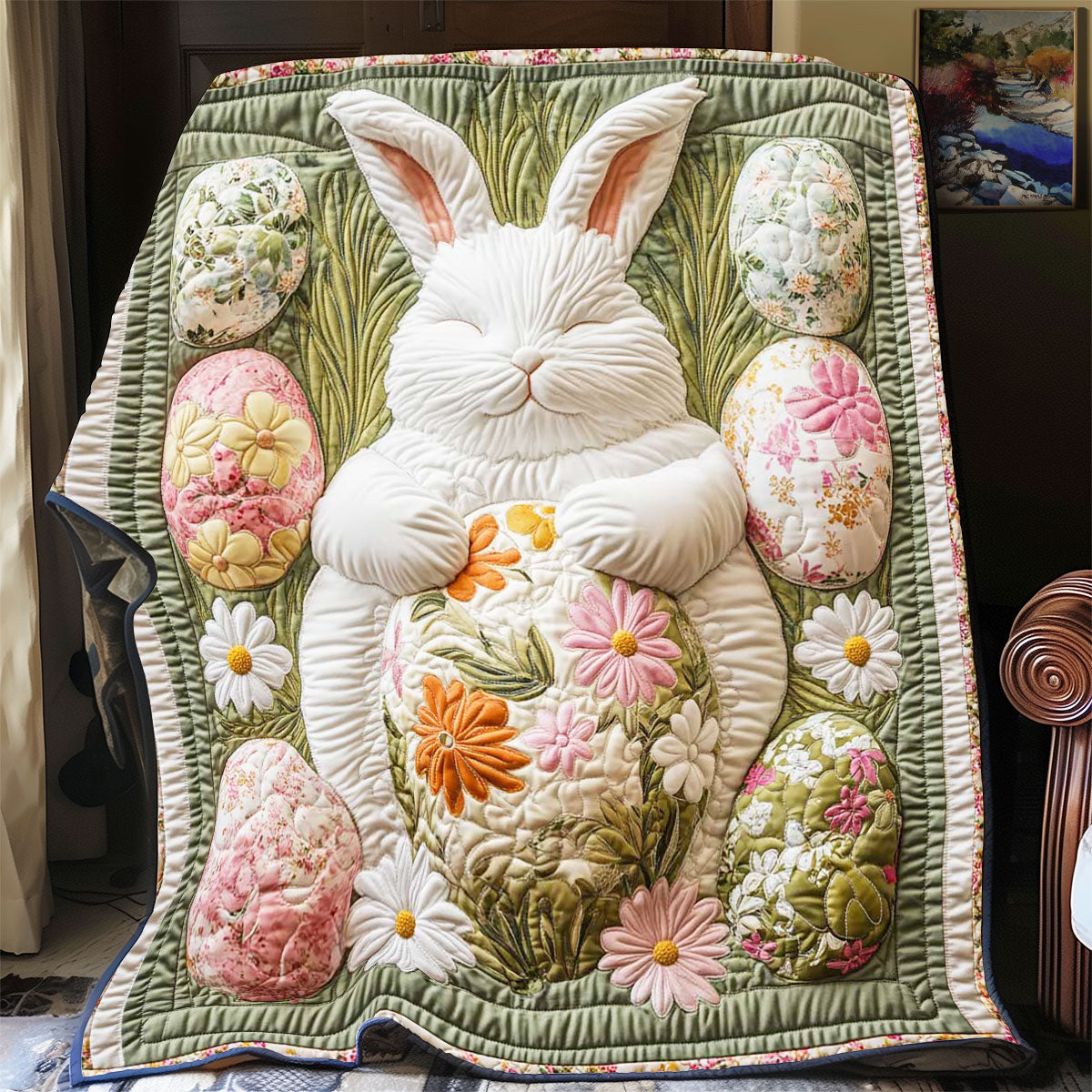 White Bunny Easter WP0701028CL Quilt Blanket