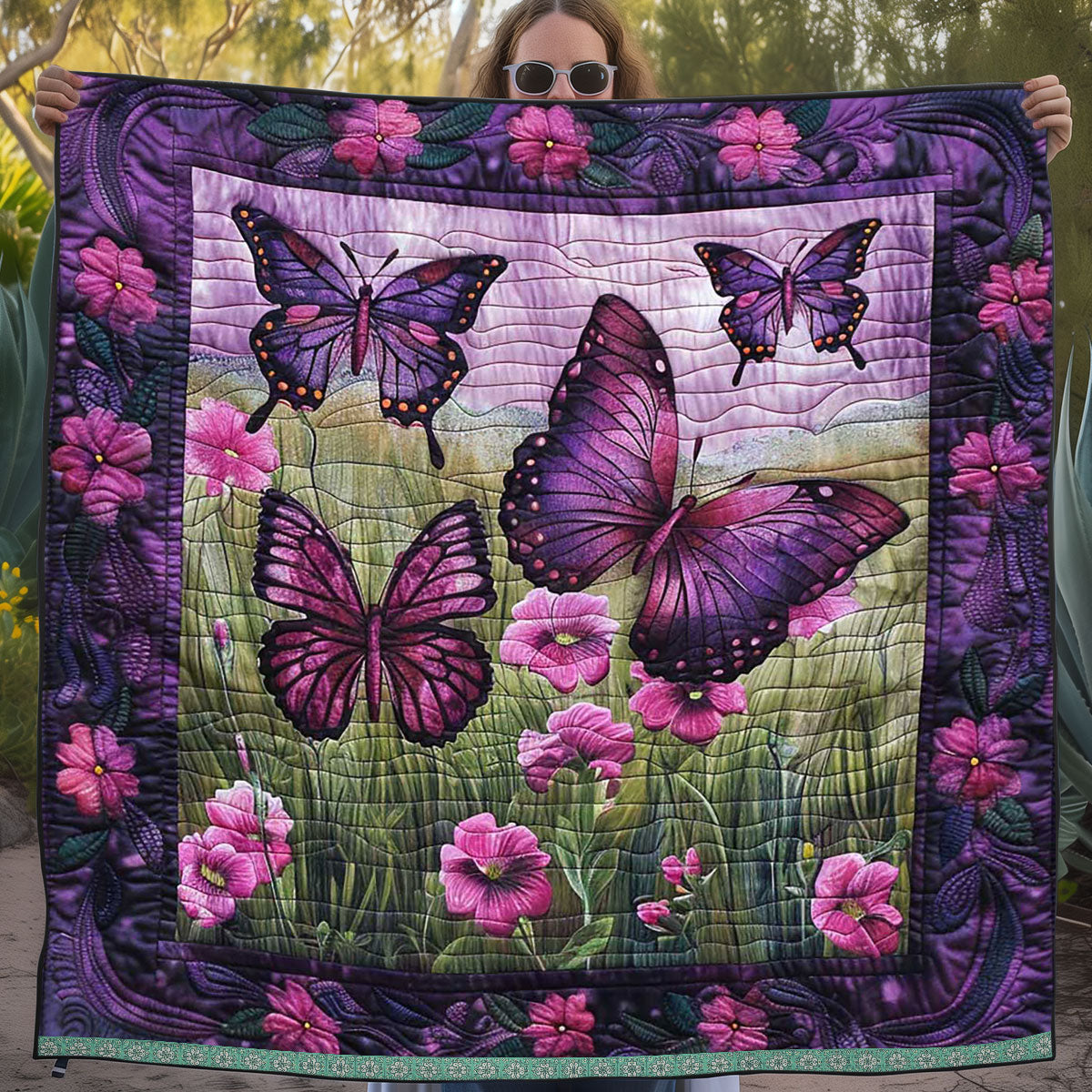 Purple Butterflies WJ2609012CL Quilt Blanket