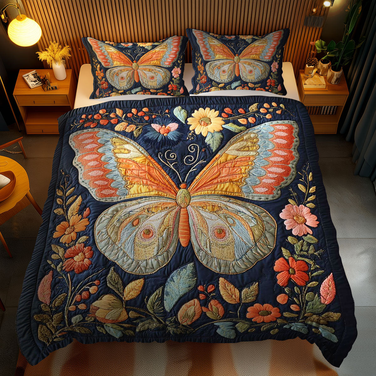 Butterfly Haven WN1002051CL Quilted Bedding Set