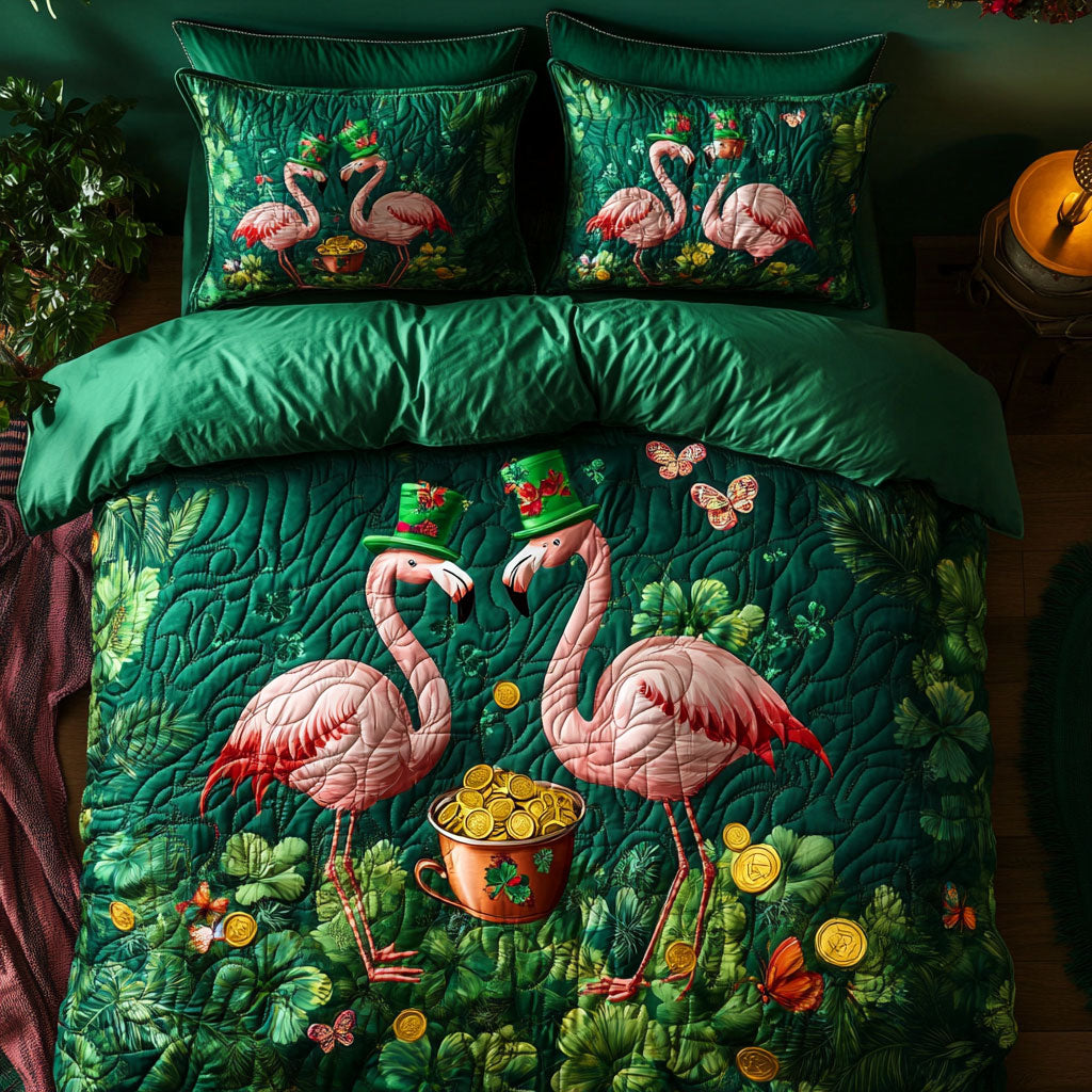 Saint Patrick Flamingo WY0803082CL Quilted Bedding Set