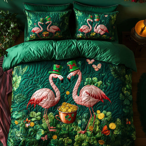 Saint Patrick Flamingo WY0803082CL Quilted Bedding Set