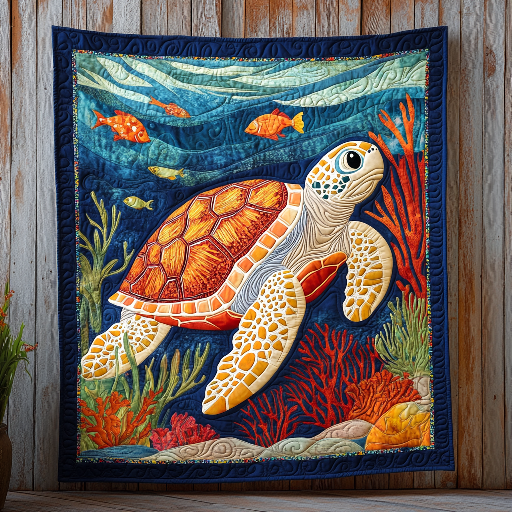 Colorful Sea Turtle WG1301026CL Quilt Blanket