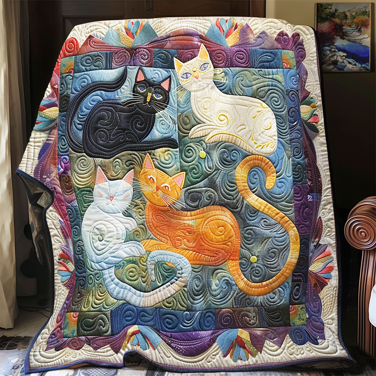 Abstract Cat Family WY0301031CL Quilt Blanket