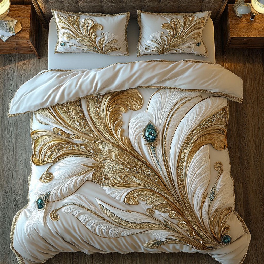Royal Gold White Feather WY0602047CL Duvet Cover Set