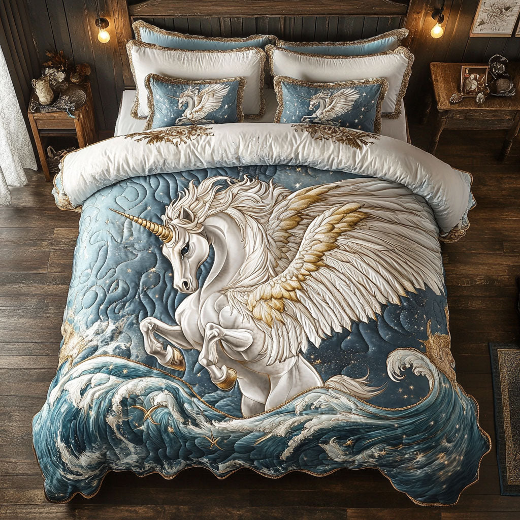 Winged White Unicorn WT1901011CL Quilted Bedding Set