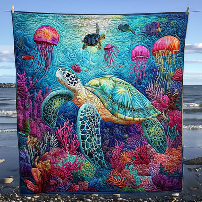 Turtle Ocean Life WY2811021CL Quilt Blanket