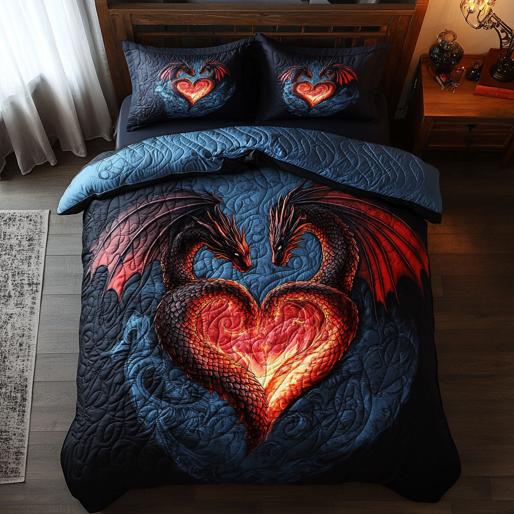 Flame Heart Dragon WY1302084CL Quilted Bedding Set