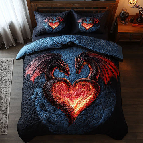Flame Heart Dragon WY1302084CL Quilted Bedding Set