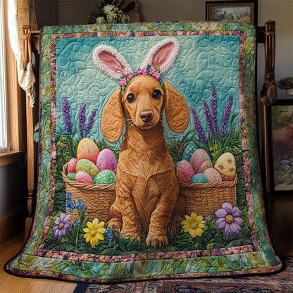 Dachshund In Easter Bloom WN1501007CL Quilt Blanket