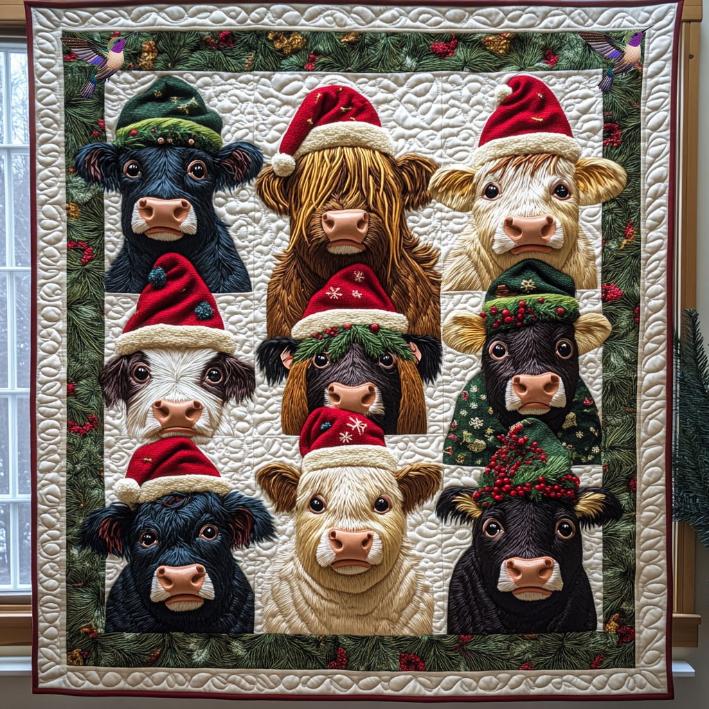Christmas Highland Cows XR0312010CL Quilt Blanket