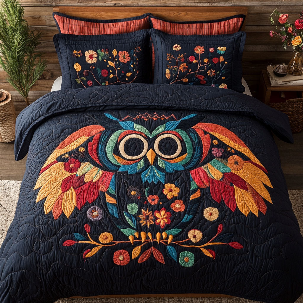 Flower Owl WJ1403039CL Quilted Bedding Set