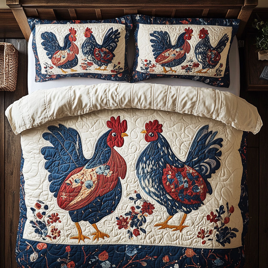 Chicken Couple WY1202006CL Quilted Bedding Set