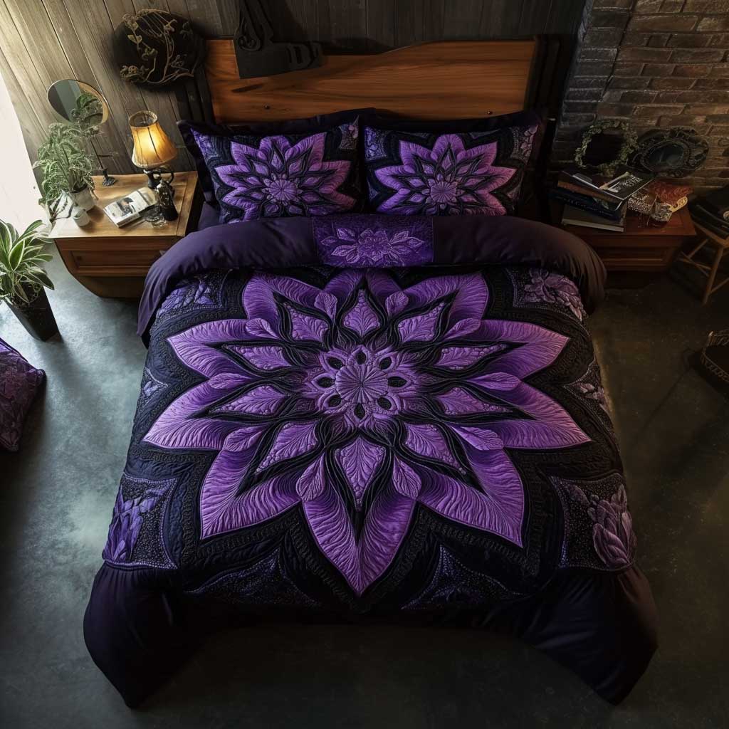 Midnight Flower WN1702037CL Quilted Bedding Set