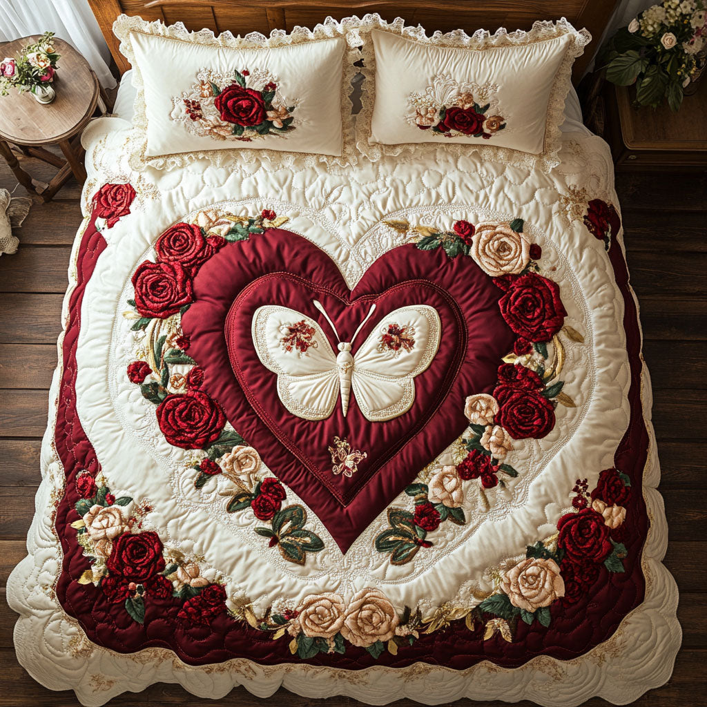 Butterfly In Heart WY1302069CL Quilted Bedding Set