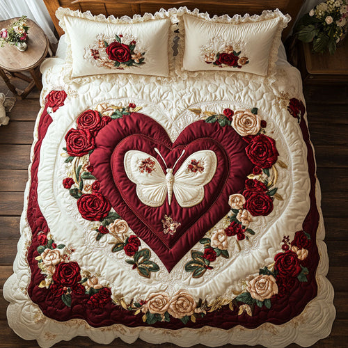 Butterfly In Heart WY1302069CL Quilted Bedding Set