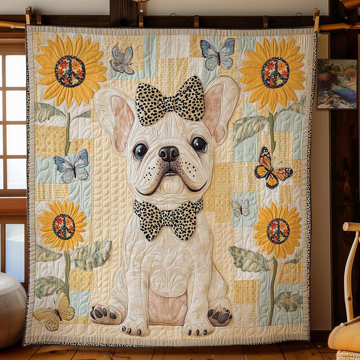 Leopard Bow Bulldog WN2412021CL Quilt Blanket