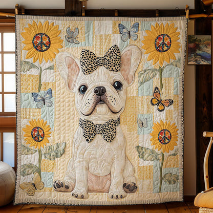 Leopard Bow Bulldog WN2412021CL Quilt Blanket