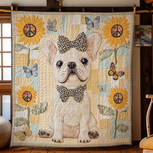 Leopard Bow Bulldog WN2412021CL Quilt Blanket