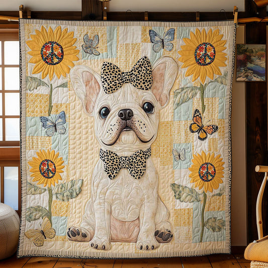 Leopard Bow Bulldog WN2412021CL Quilt Blanket