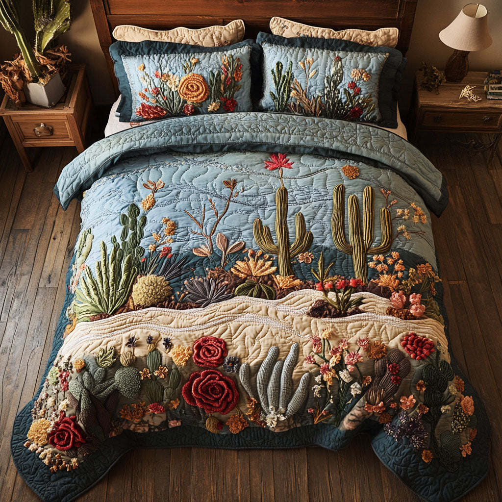 Beautiful Cactus WY1402010CL Quilted Bedding Set