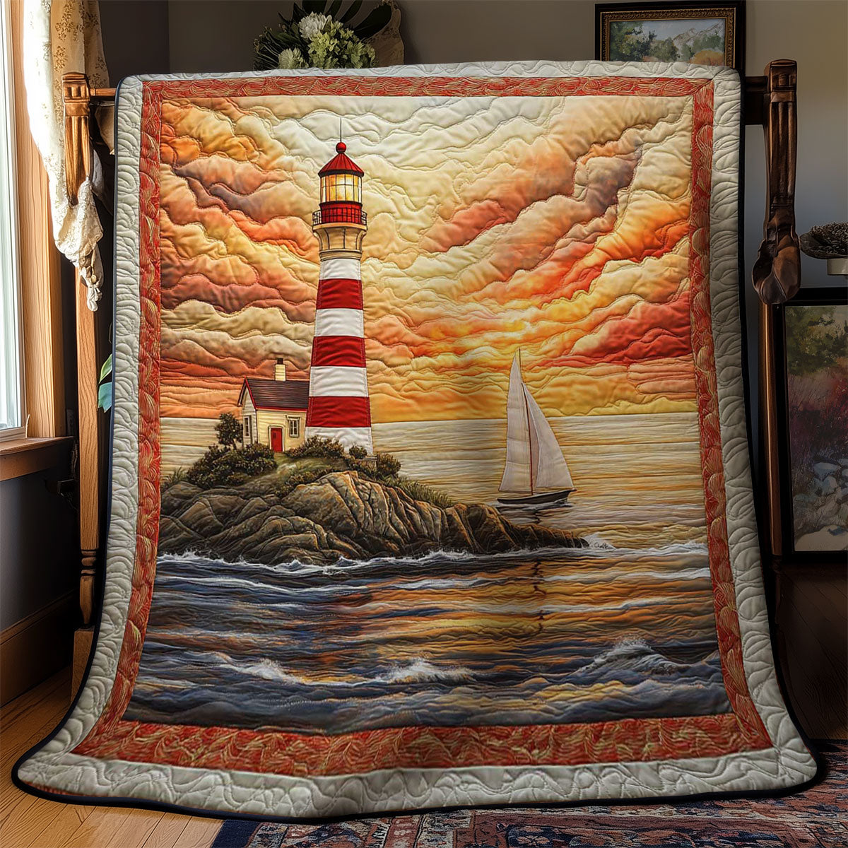 Twilight Lighthouse WN0502028CL Quilt Blanket