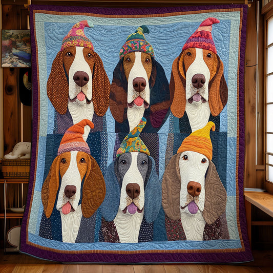 Cute Basset Hound WX0301029CL Quilt Blanket
