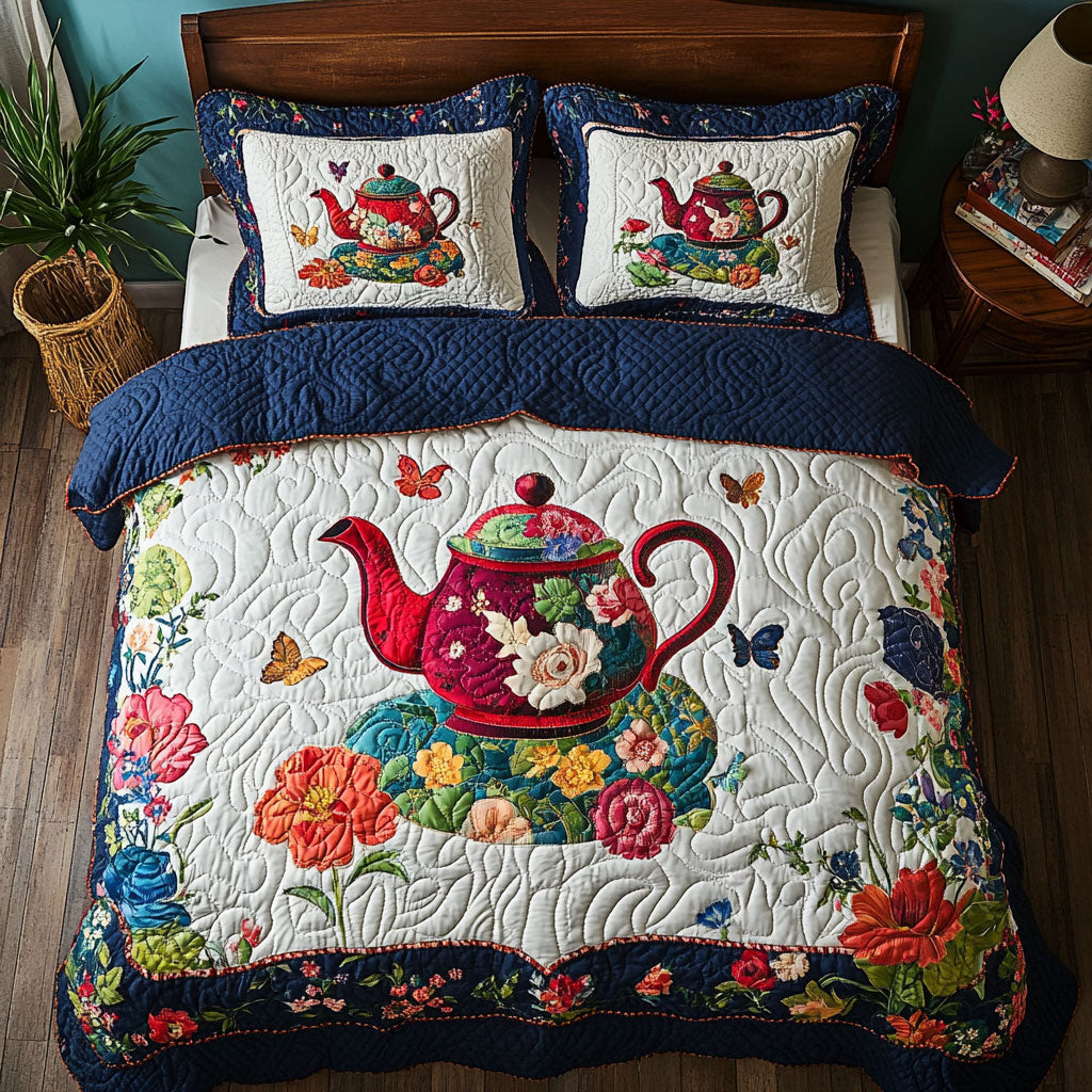 Flower Teapot WY1302085CL Quilted Bedding Set
