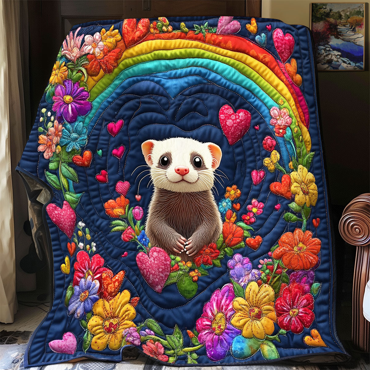 Adorable Ferret WX1401002CL Quilt Blanket
