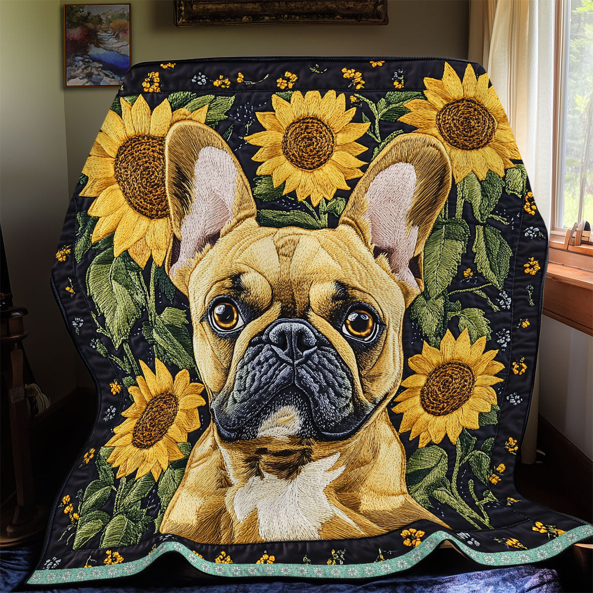 Sunflower Bulldog WX2412042CL Quilt Blanket