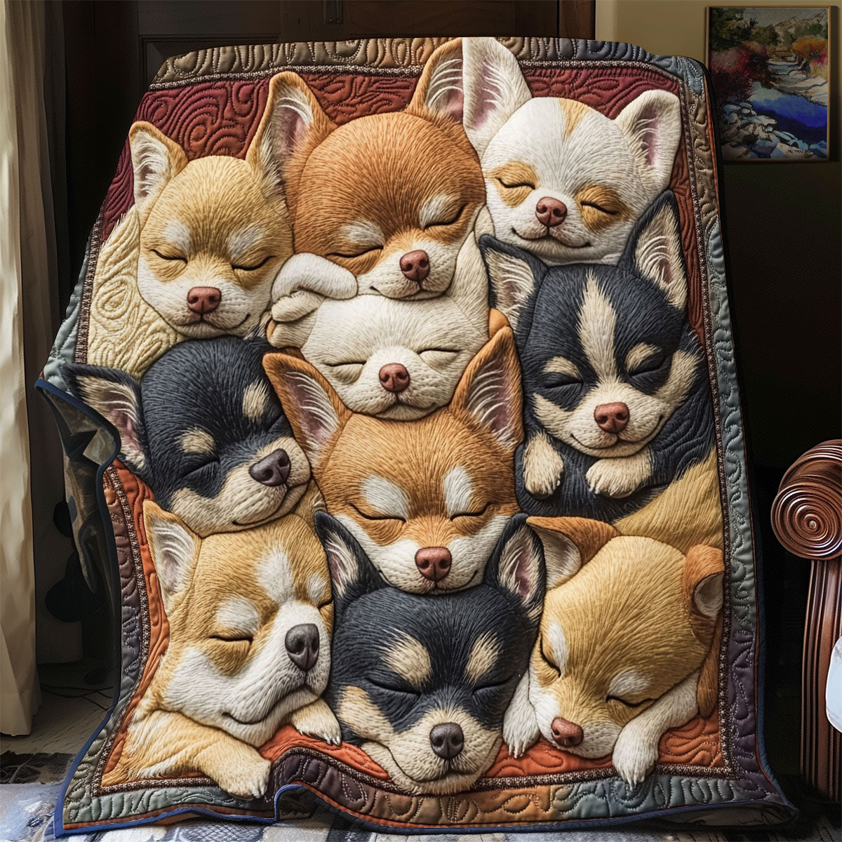 Sleep Chihuahua CP0807036CL Quilt Blanket