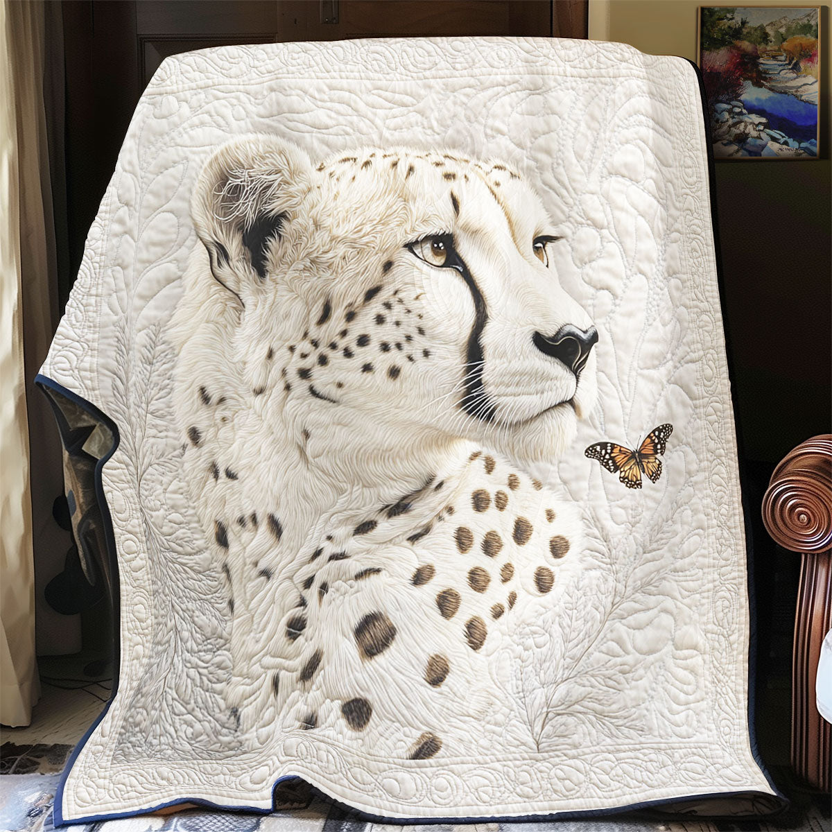 Beautiful White Cheetah WY1401025CL Quilt Blanket
