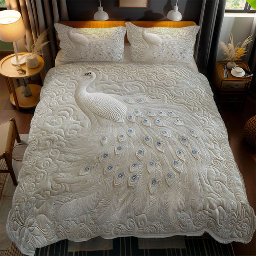 Peacock’s Ivory Elegance WN1002077CL Quilted Bedding Set