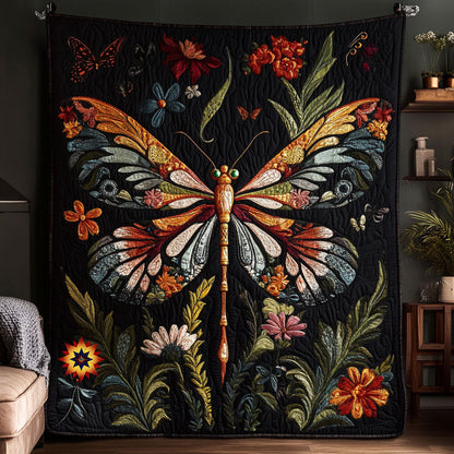 Dragonfly Flower WX2410015CL Quilt Blanket