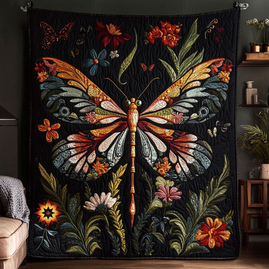Dragonfly Flower WX2410015CL Quilt Blanket