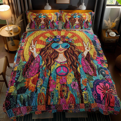 Boho Vibes Hippie Girl WN1102047CL Quilted Bedding Set