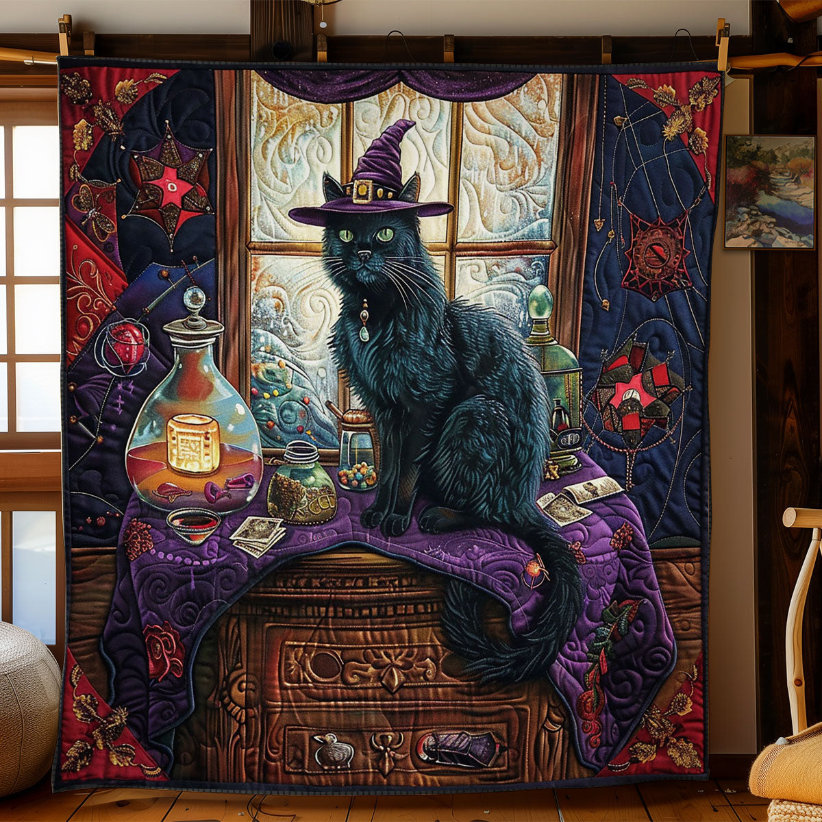 Mystic Sorcerer Cat WY0801041CL Quilt Blanket
