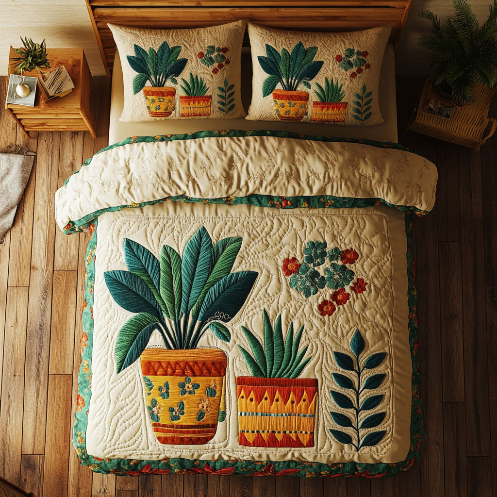 Boho Plant WJ1902024CL Quilted Bedding Set