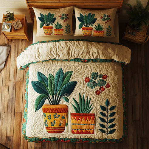 Boho Plant WJ1902024CL Quilted Bedding Set
