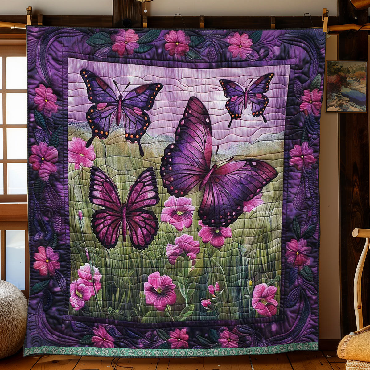 Purple Butterflies WJ2609012CL Quilt Blanket