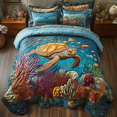 Sea Turtle Jellyfish WT1901004CL Quilted Bedding Set