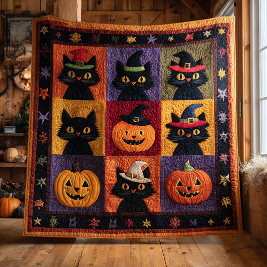 Pumpkin Parade Cat CW1109057CL Quilt Blanket