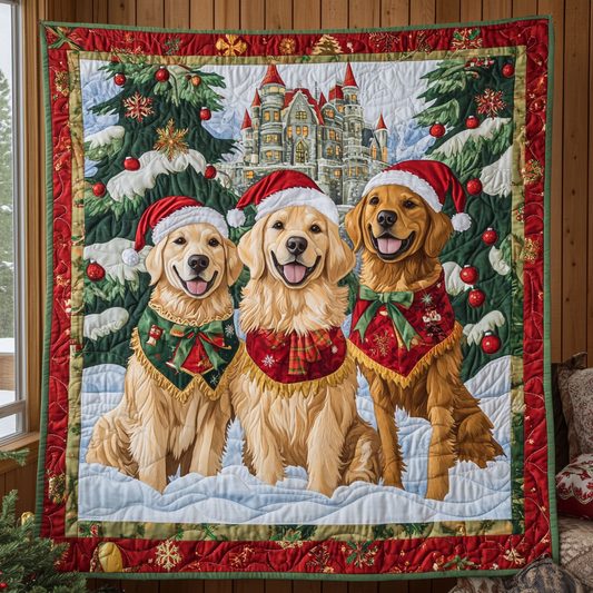 Joyful Golden Retriever Christmas Night XR2409018CL Quilt Blanket