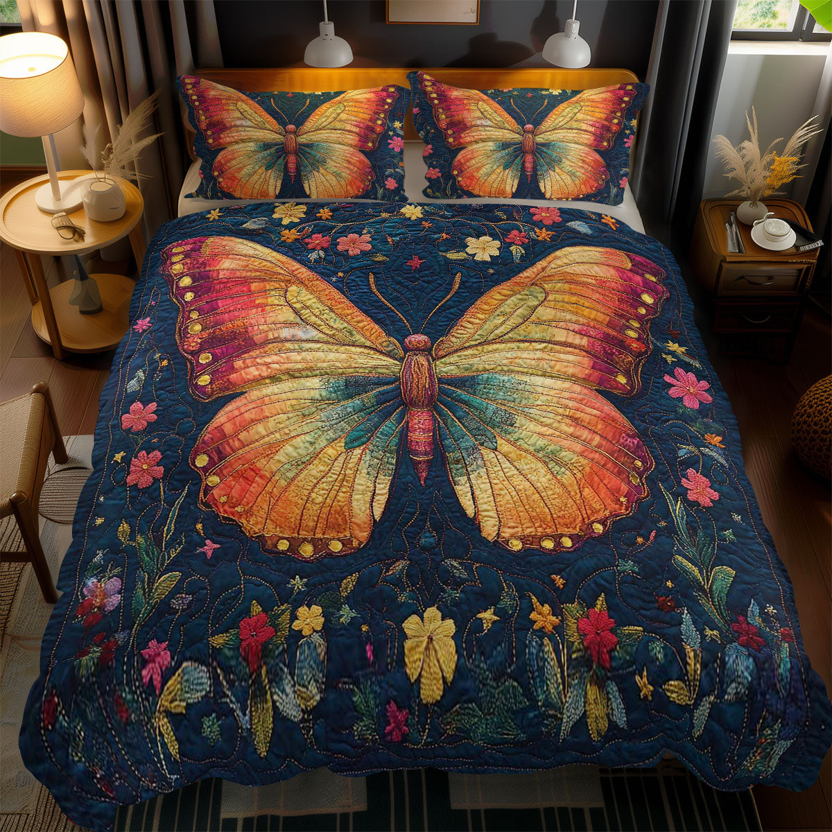 Blooming Butterfly WN1002047CL Quilted Bedding Set