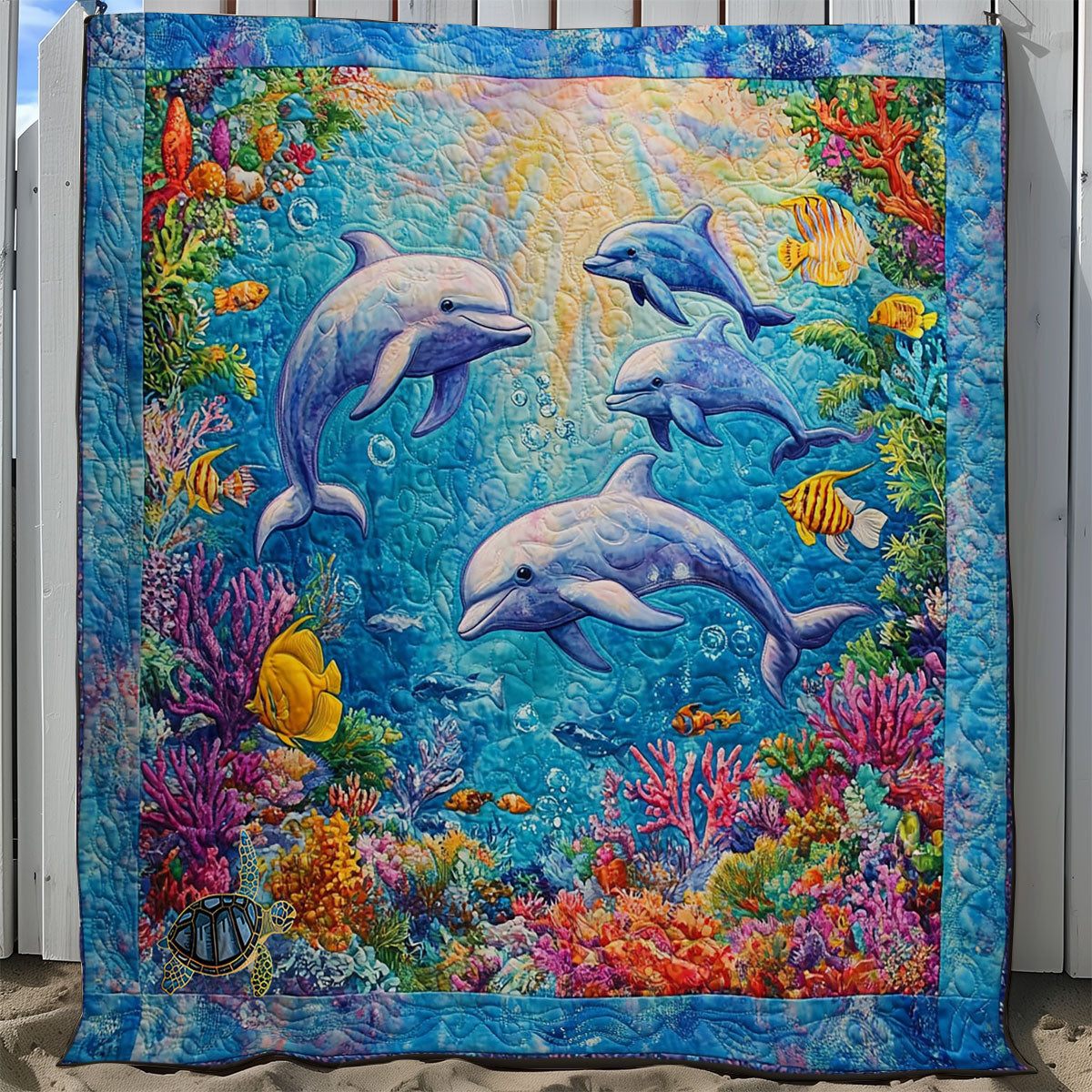Dolphin Family WY2711004CL Quilt Blanket