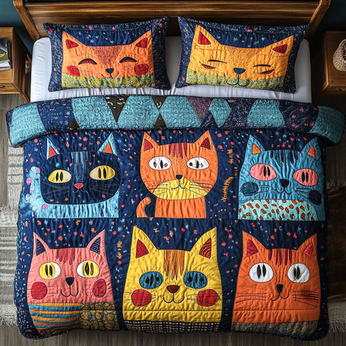 Cute Cat Portrait WY1302079CL Quilted Bedding Set