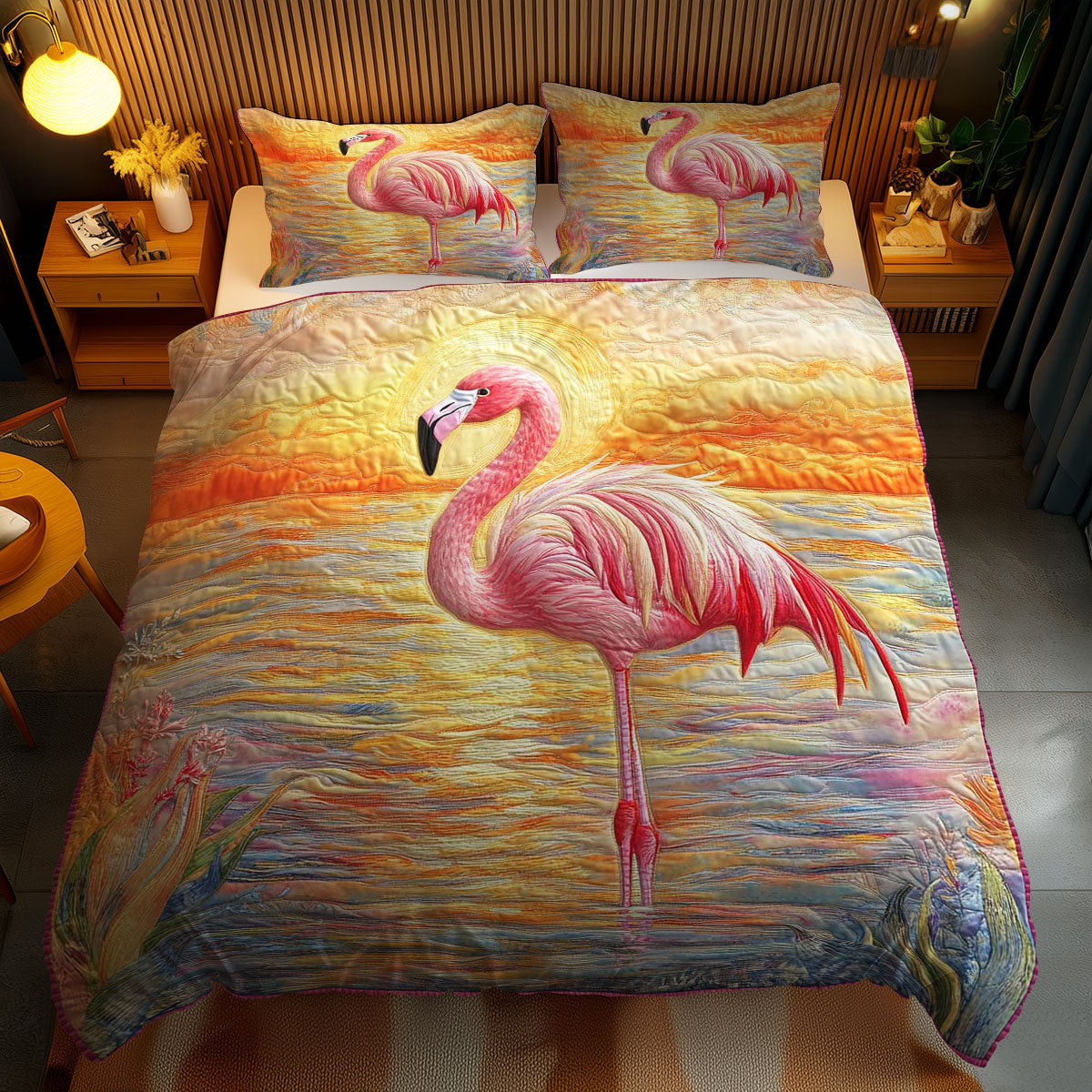 Elegant Flamingo WN1102050CL Quilted Bedding Set