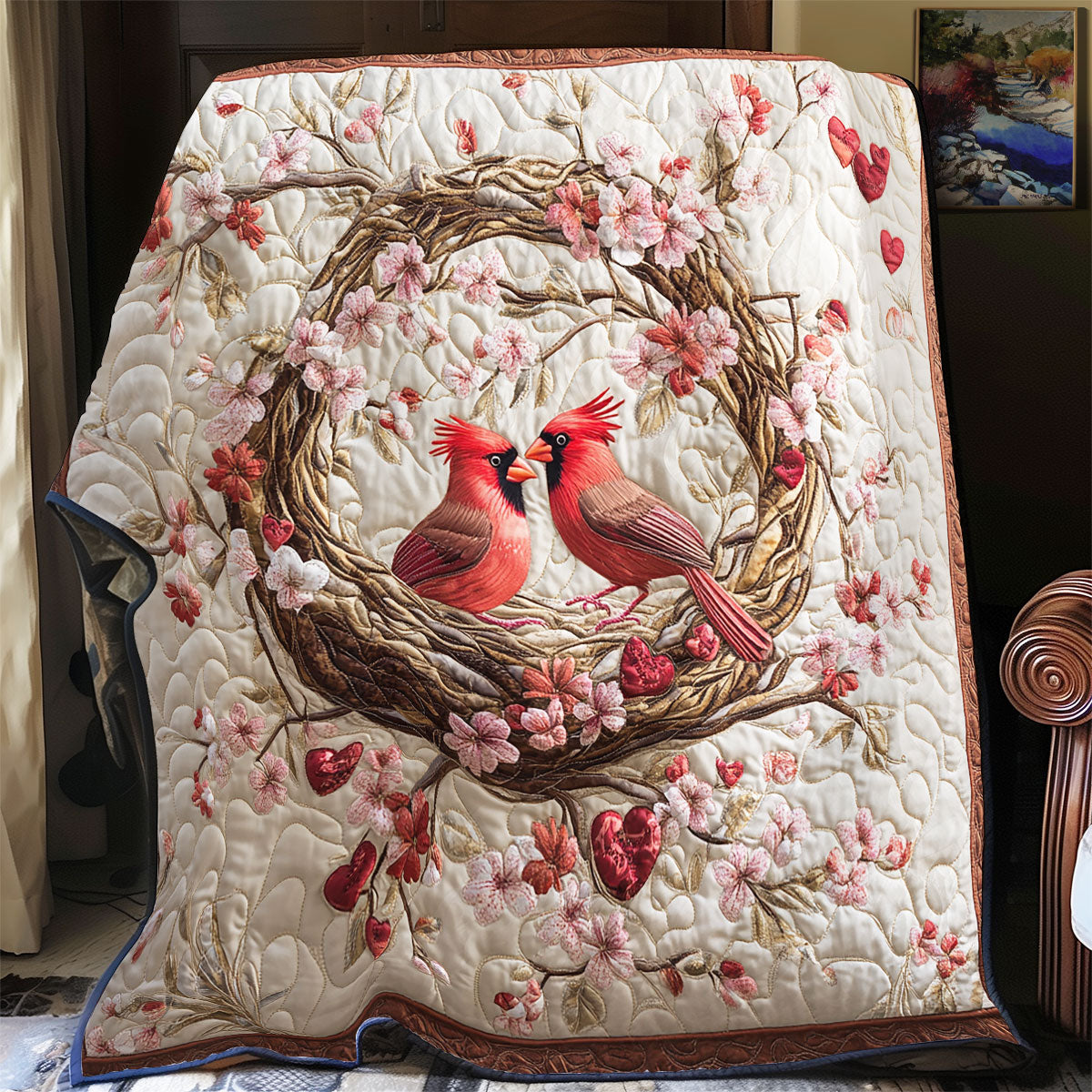 Cardinal Love Nest YR1101006CL Quilt Blanket