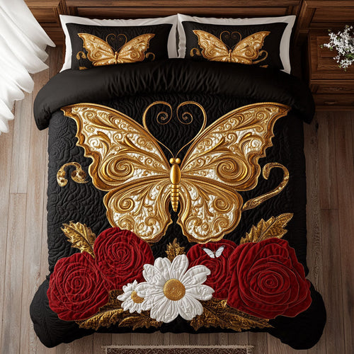 Butterfly In Red Rose WY0502097CL Duvet Cover Set