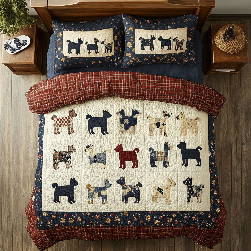 Dogs WY1402070CL Quilted Bedding Set