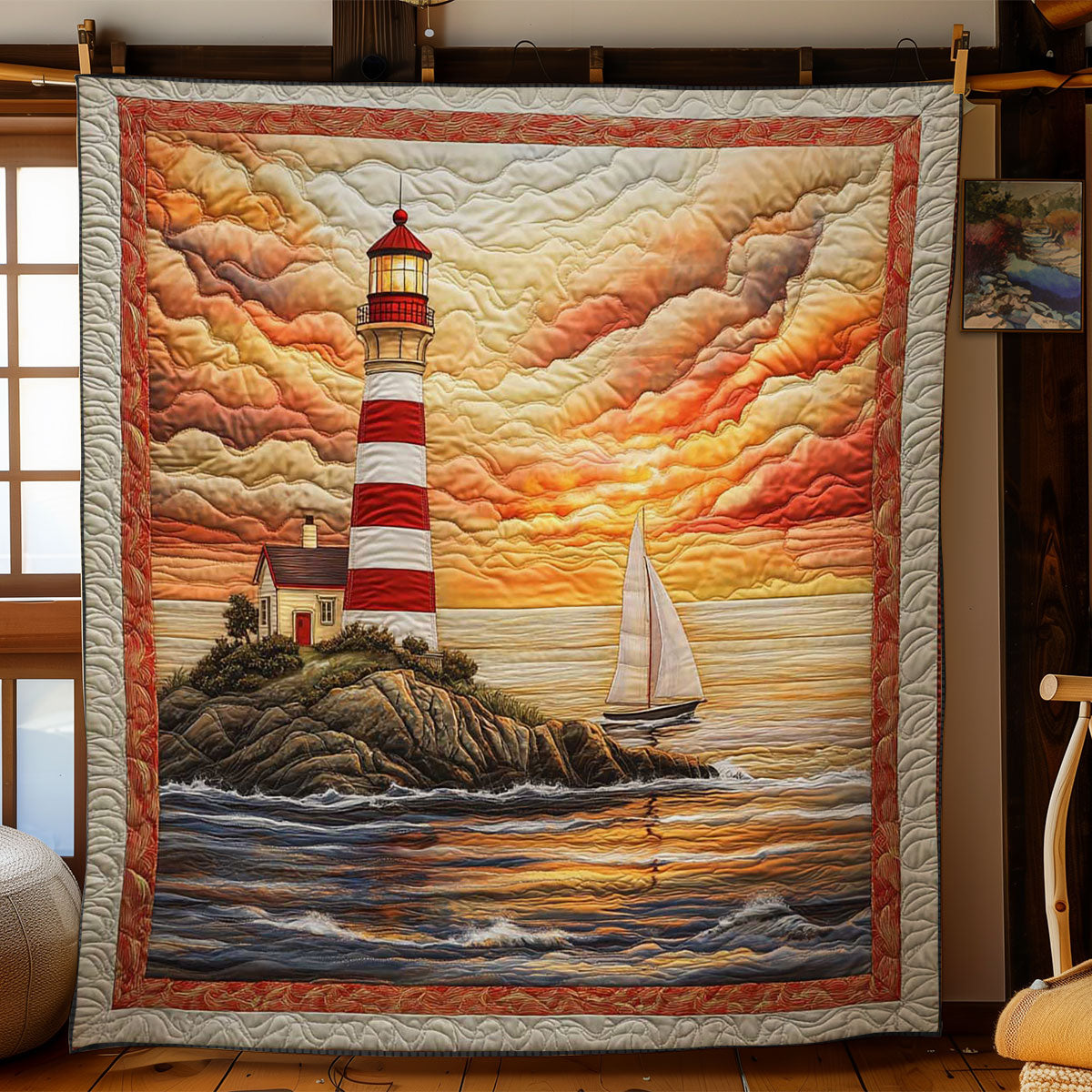 Twilight Lighthouse WN0502028CL Quilt Blanket